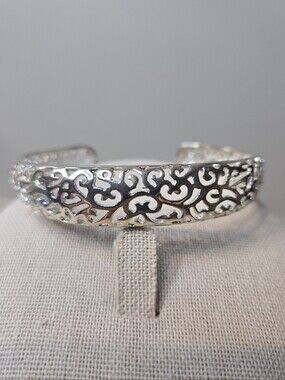 Intricate Sterling Silver Filigree Scroll Cuff Bracelet
